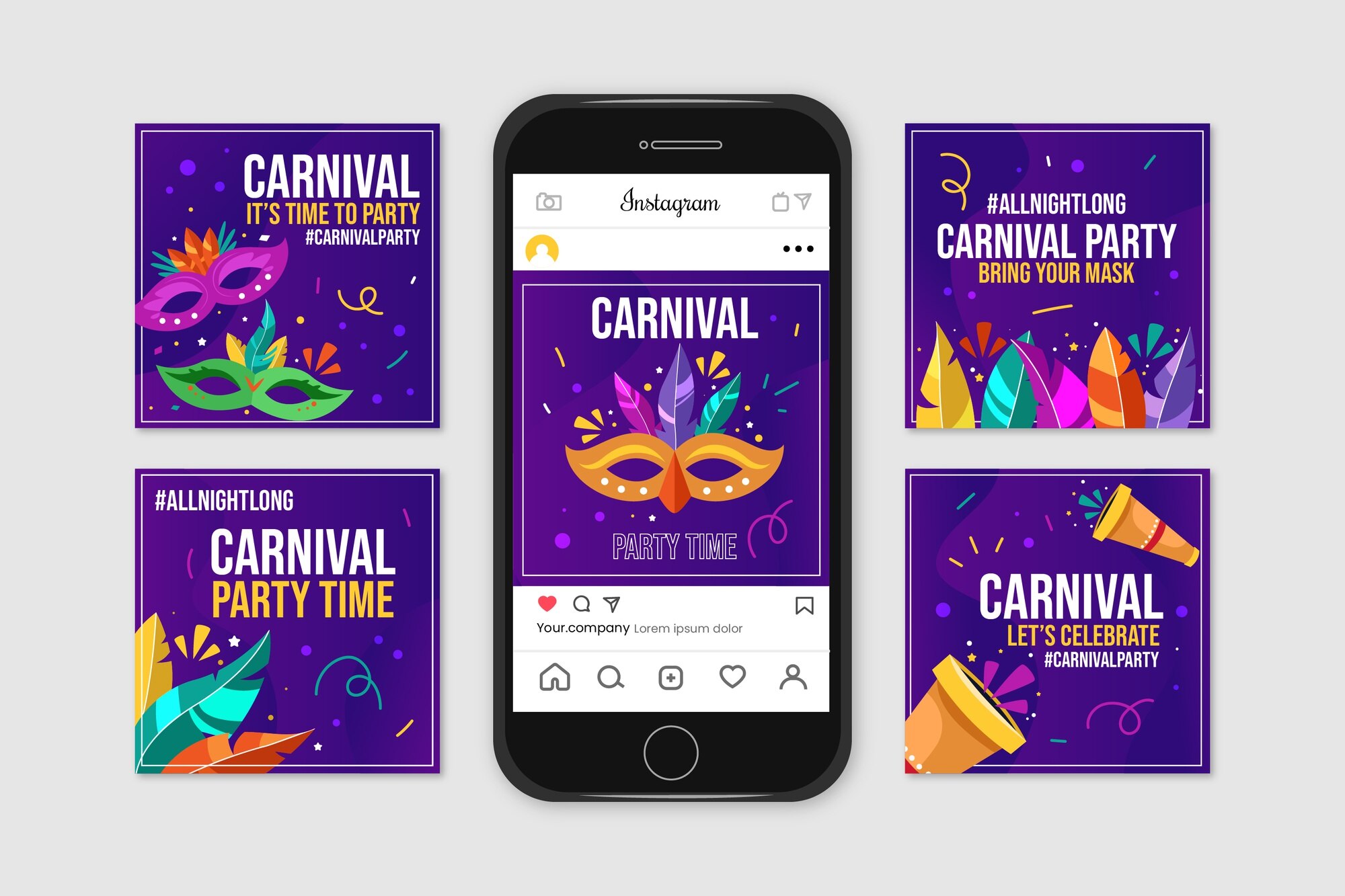 carnaval fiesta instagram post coleccion 23 2148406784